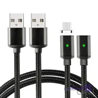 کابل شارژ مغناطیسی ، زندگی پر جنب و جوش مغناطیسی USB Type C Micro USB 2 در 1 آداپتور 2.1A کابل شارژر برای شارژ انتقال داده ها دستگاه های آندروید سیاه
