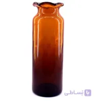 گلدان شیشه ای استوانه لب چین بزرگ عسلی