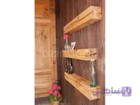 پک سه عددی شلف دیواری ا با چوب درختان میوه یا جنگلی