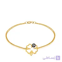 دستبند طلا طرح شبدر با چشم نظر کد LB123