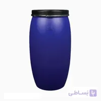 بشکه ۱۶۰ لیتری دهانه‌گشاد تسمه فلزی آبی