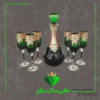 تنگ و جام مدل چک رنگ سبز کد J1299 کریستال سازان