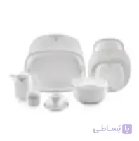 سرویس چینی زرین 12 نفره کامل مونت کارلو پلاتینی (98 پارچه) ا Zarin Iran Quattro Monte-Carlo-Platinium 98 Pieces Porcelain Dinnerware Set