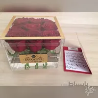 باکس شیشه ای با 9 شاخه رز هلندی