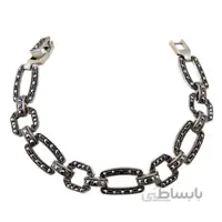 دستبند نقره زنانه مدل مارکازیت سیاه قلم کد DP_062
