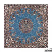 رومیزی مربع ترمه طرح نسترن رنگ آبی