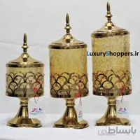 ست شکلات خوری طلایی پایه دار  ( استیل و شیشه ابگز )