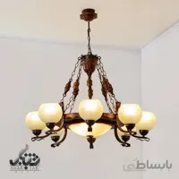لوستر چوبی هشت شعله دارکار مدل رومی کد 234