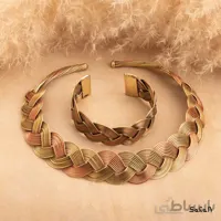 نیم ست برنجی طلایی طرح بافت