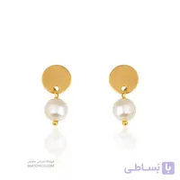گوشواره طلا زنانه طرح پولک با مروارید کد XE243