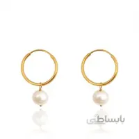 گوشواره حلقه ای طلا با آویز مروارید کد XE267