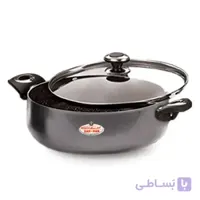 قابلمه کوتاه سایز 24 گرانیتا نوک مدادی با درب شیشه ای زرساب کد GT-424KG-B