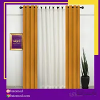 پرده اماده کتان رنگ زرد کد 1012