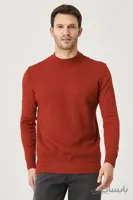 Altınyıldız Classics ژاکت بافتنی مردانه Claret Red Standard Fit نیمه یقه‌بند