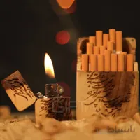 ست جاسیگاری و فندک چوبی طرح دلخواه شما