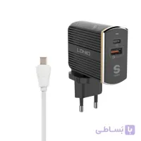 شارژر دیواری فست شارژ الدینیو مدل A2502C همراه با کابل Type-C