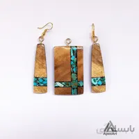 نیم ست فیروزه کوبی چوبی طرح ماریا