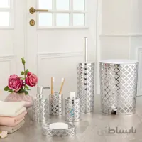 ست سرویس بهداشتی لیمون طرح گل چاپدار نقره ای