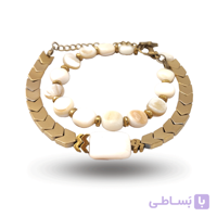 دستبند دو دور سنگ و حدید کد 0795