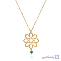 آویز طلا زنانه طرح اسلیمی با سنگ فیروزه کد XP218