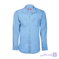پیراهن لی آبی کمرنگ زاپ دار