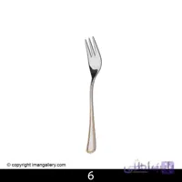 چنگال میوه خوری 6 نفره مارک ناب استیل طرح برلین دور طلایی 6 پارچه