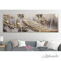 تابلو برجسته طرح طاووس و گل مگنولیا کد DE8370GL