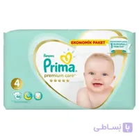 پوشک بچه پریما پمپرز سایز 4 بسته 46 عددی Premium Care ا Prima Baby Diaper Premium Care Size 4 Maxi Economic Pack 9-14 kg 46 pcs
