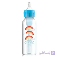 شیشه شیر طلقی 2منظوره 250 میل آپشن پلاسDrbrowns رنگین کمان آبی