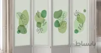 پاراوان چاپی برگ انتزاعی سبز کد 1030