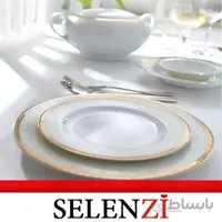 سرویس چینی زرین 12 نفره کامل ریوا طلایی (102 پارچه)