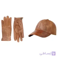 ست کلاه و دستکش زمستانی چرم مون مدل meli peython