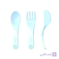 ست قاشق چنگال و کارد زاویه دار تویست شیک آبی