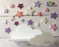 شلف دیواری طرح ابر و ستاره cloud and star shelf کدhacs002
