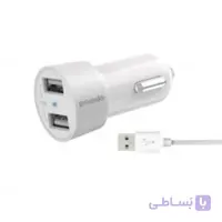 شارژ فندکی پرودو با 2 خروجی + کابل مایکرو ا Porodo Dual USB Car Charger 3.4A with Micro USB Cable 4ft. - White