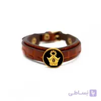دستبند چرم روکش طلا زنانه طرح تاج GLBM14