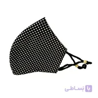 ماسک پارچه ای مدل قالبی طرح خال دار رنگ مشکی کد 073 ا Face Fabric Mask code 073