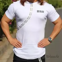 تیشرت مردانه کد254 طرح اس اچ جنس نخ پنبه رنگ سفید ا Men's T-shirt, code 254, SH design, white cotton yarn