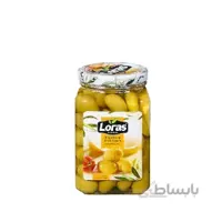 زیتون سبز شیشه ای مدل روغنی 900 گرمی LORAS