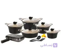 سرویس قابلمه 15 پارچه گرانیتی کاندید مدل کاپری مشکی