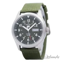 ساعت اتوماتیک مردانه ی سیکو با بند کرباسی سبز - seiko ا Seiko 5 Men's SNZG09K1 Sport Analog Automatic Khaki Green Canvas Watch