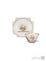 کاسه و بشقاب مدل نیترو طرح رومنس شیری کریستال سازان کد CS1247 3