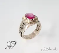 انگشتر نقره مردانه با سنگ یاقوت سرخ
