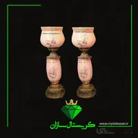 شمعدان افرا کریستال سازان مدل رز صورتی کد SH993