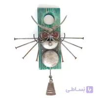 مجسمه دست ساز فلزی جغد زنگوله به پا