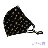 ماسک پارچه ای مدل قالبی طرح LV رنگ مشکی کد 078 ا Face Fabric Mask code 078