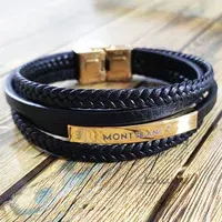 دستبند 4ردیفه مونت بلانک mont blanc طلایی (ارسال رایگان)