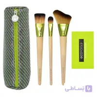 ست براش اکوتولز EcoTools مدل travel and glow | مسافرتی، حاوی سه براش کاربردی ا EcoTools Travel and Glow Everyday Must Have Make-Up Brush Set
