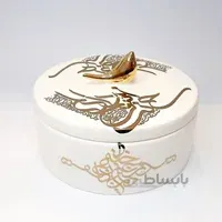 شکلات خوری گرد بزرگ با نوشته طلایی و پرنده طلا