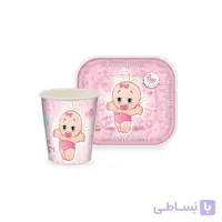 بشقاب و لیوان بیبی صورتی